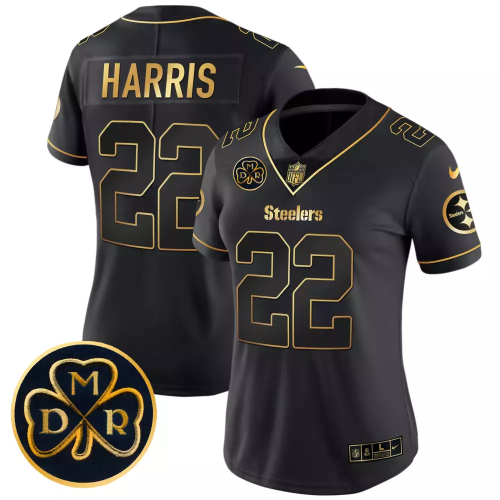 Najee Harris 22 Steelers Jersey Black Dmr Men Gold Vapor Limited All Stitched
