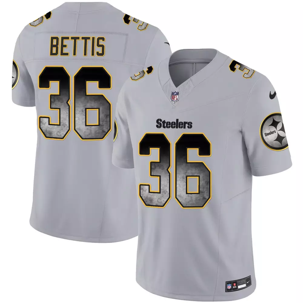 Jerome Bettis 36 Steelers Jersey Grey Men Player Alternate Black Yellow Vapor All