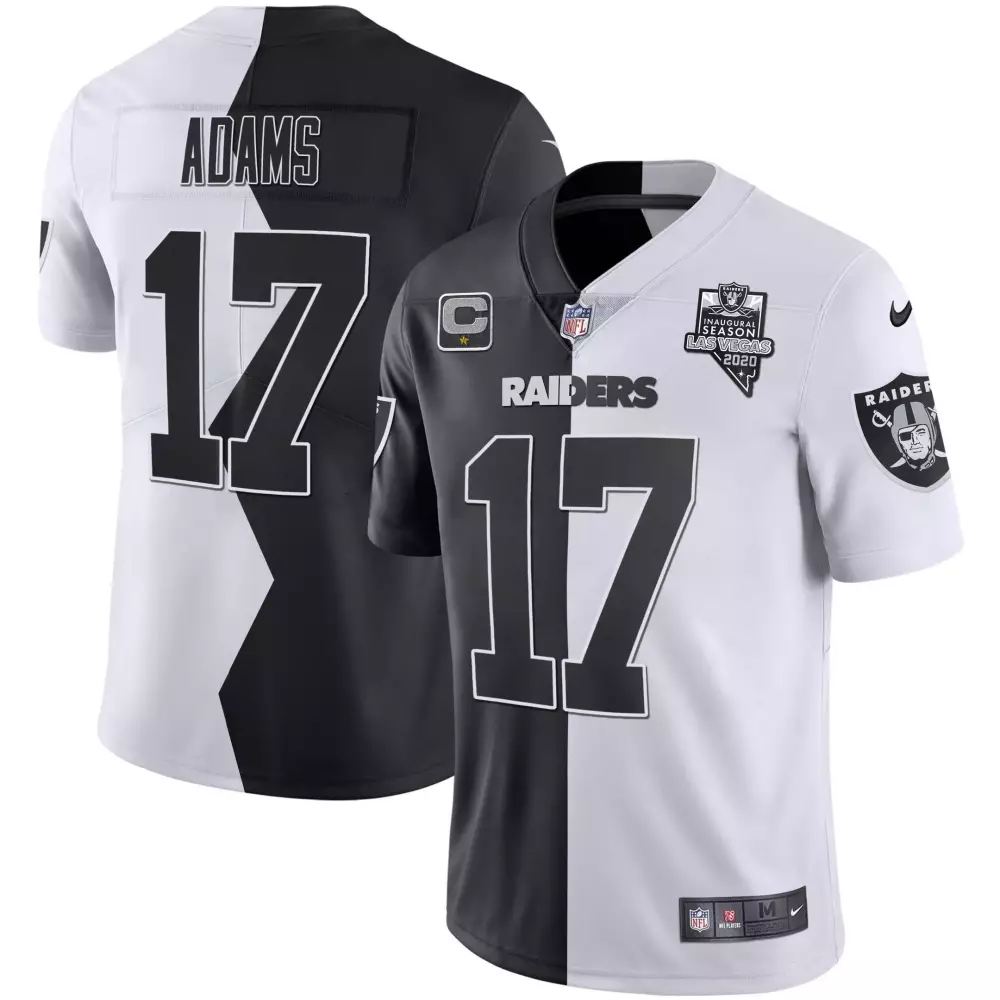 Davante Adams 17 Raiders Jersey Black Inaugural Season Las Vegas Men Split Design