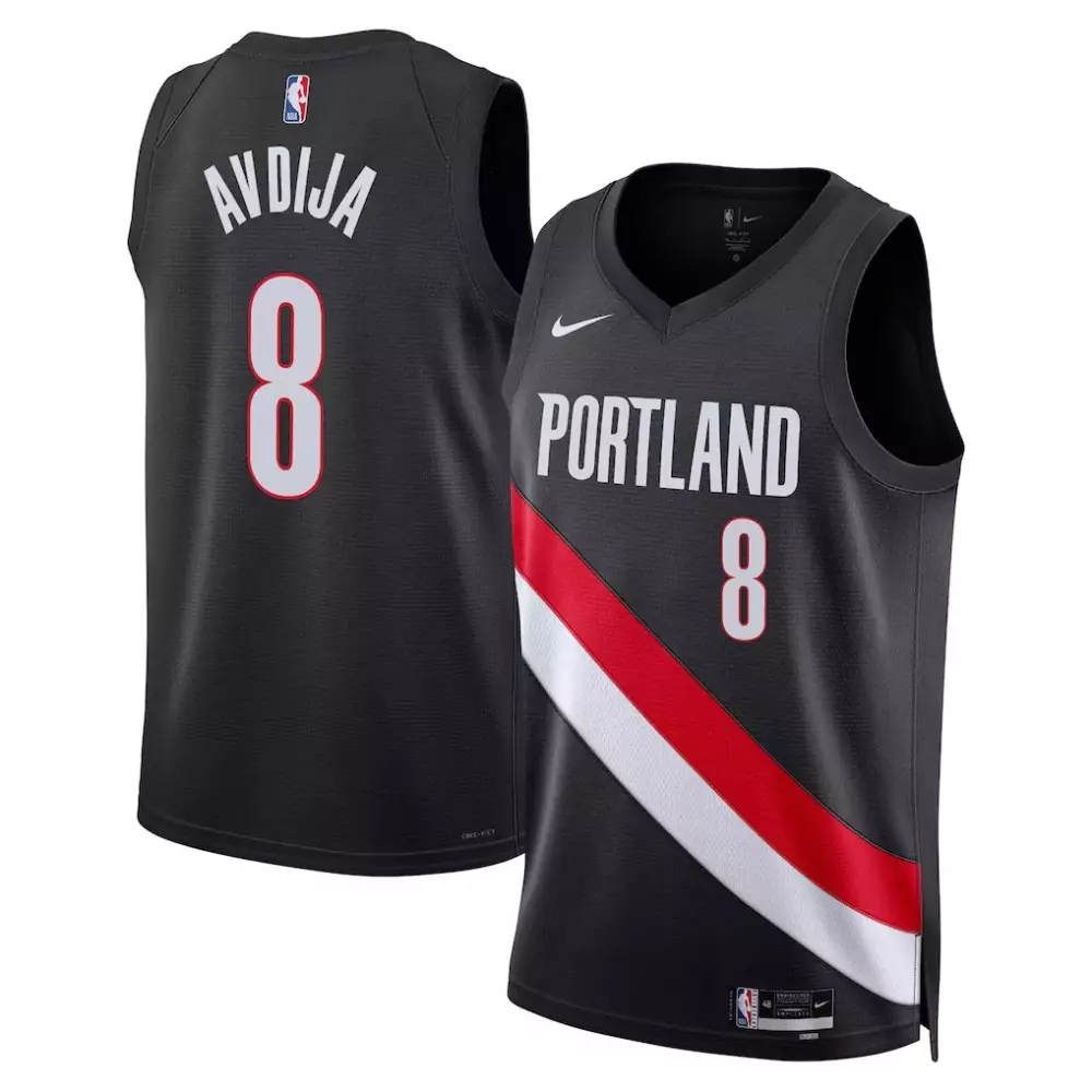 Deni Avdija 8 Portland Jersey Black Men Red White Unisex Swingman Icon