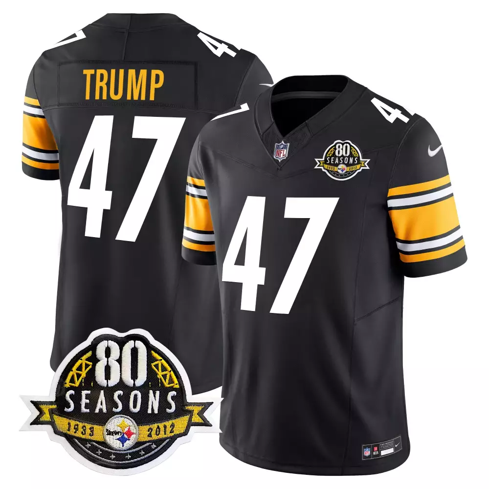 Donald Trump 47 Jersey Black 80th Season Pittsburgh Steelers Anniversary 2012 Men