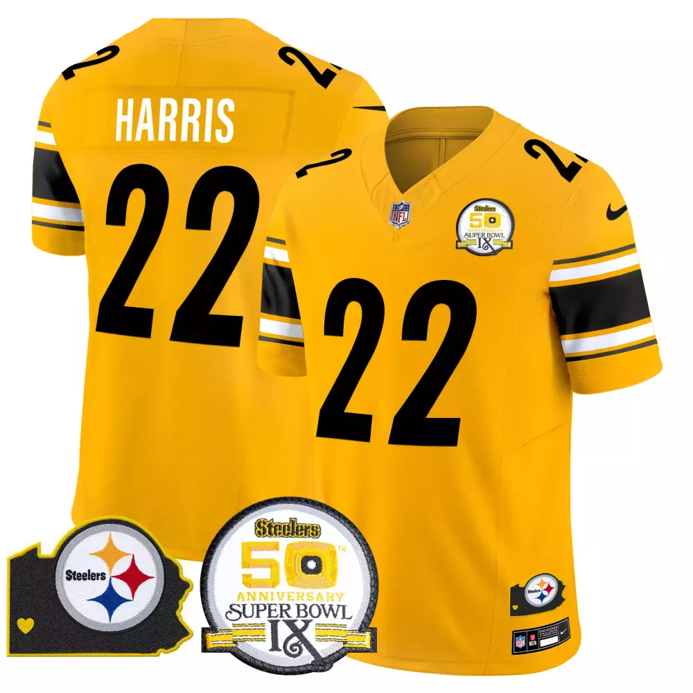 Najee Harris 22 Steelers Jersey Yellow Men Black White Anniversary Vapor Limited