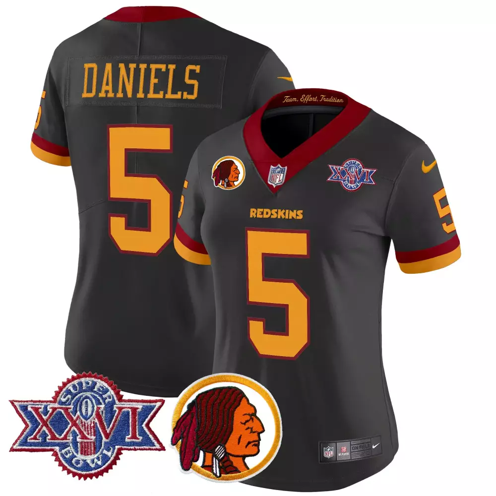 Daniels Redskins 5 Jersey Dark Gray Super Bowl Xxvi Women Player Maroon Gold Vapor