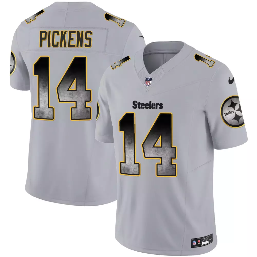 George Pickens 14 Steelers Jersey Light Gray Men Player Alternate Black Yellow Vapor