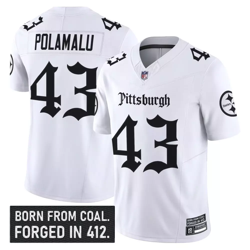 Troy Polamalu 43 Jersey White Pittsburgh Steelers Men Alternate Black Stitched Vapor