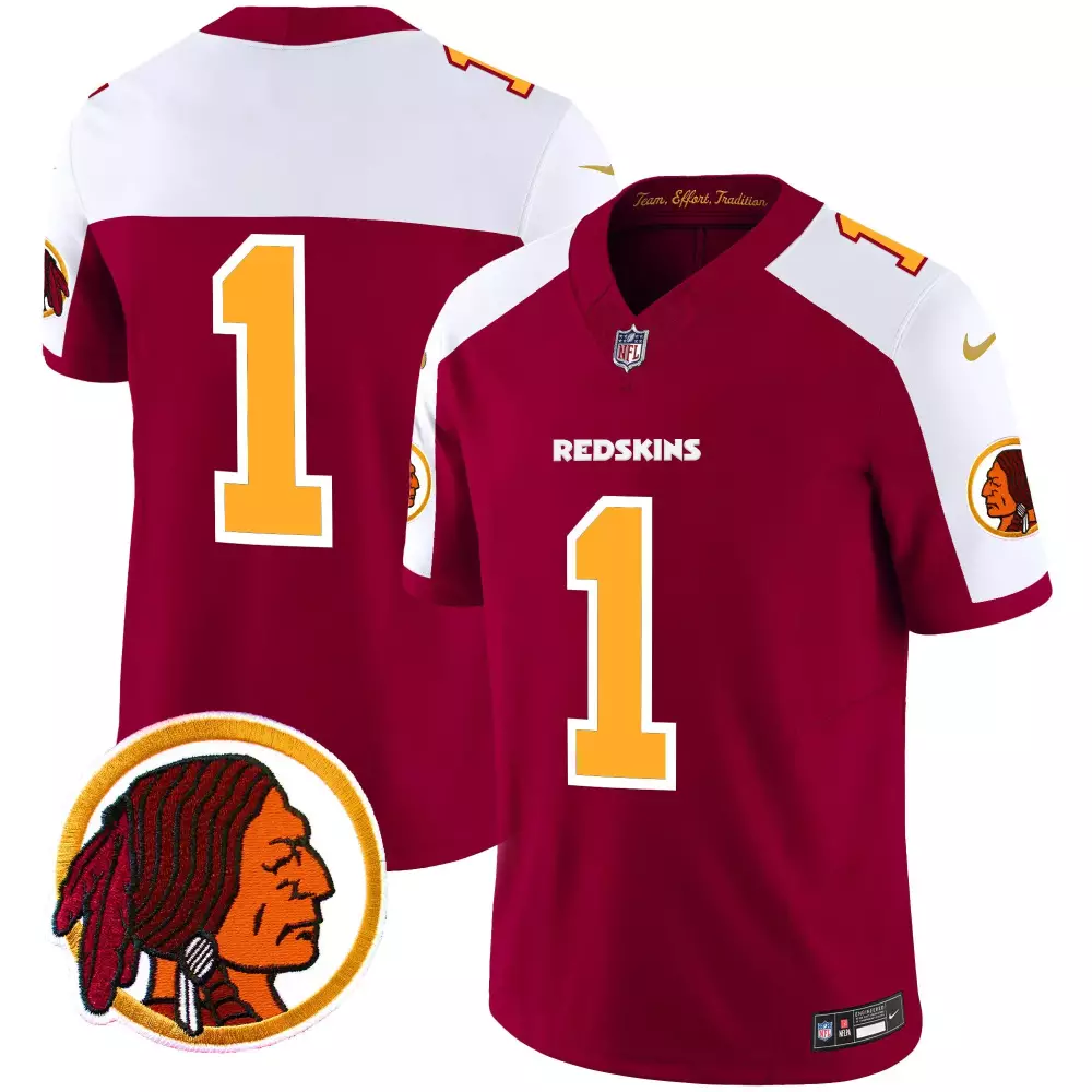 Redskins 1 Washington Jersey Maroon Team, Effort, Tradition Men Official Licensed Merchandise