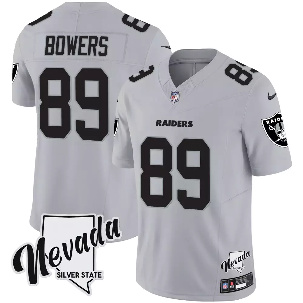 Brock Bowers 89 Raiders Jersey Silver Men Uniform Black Vapor v2 All Stitched