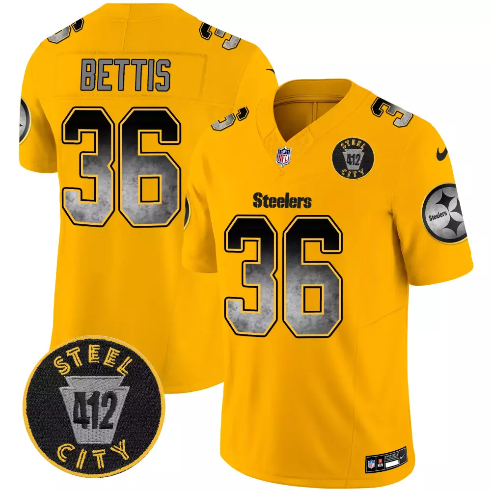 Jerome Bettis 36 Steelers Jersey Yellow Steel City 412 Men Black Vapor Limited All