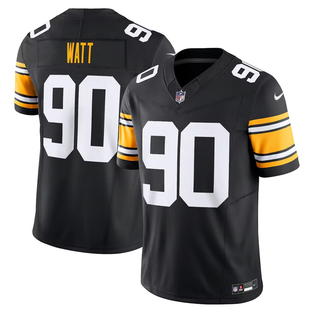 T.j. Watt 90 Pittsburgh Steelers Jersey Black Men White Yellow Vapor Limited