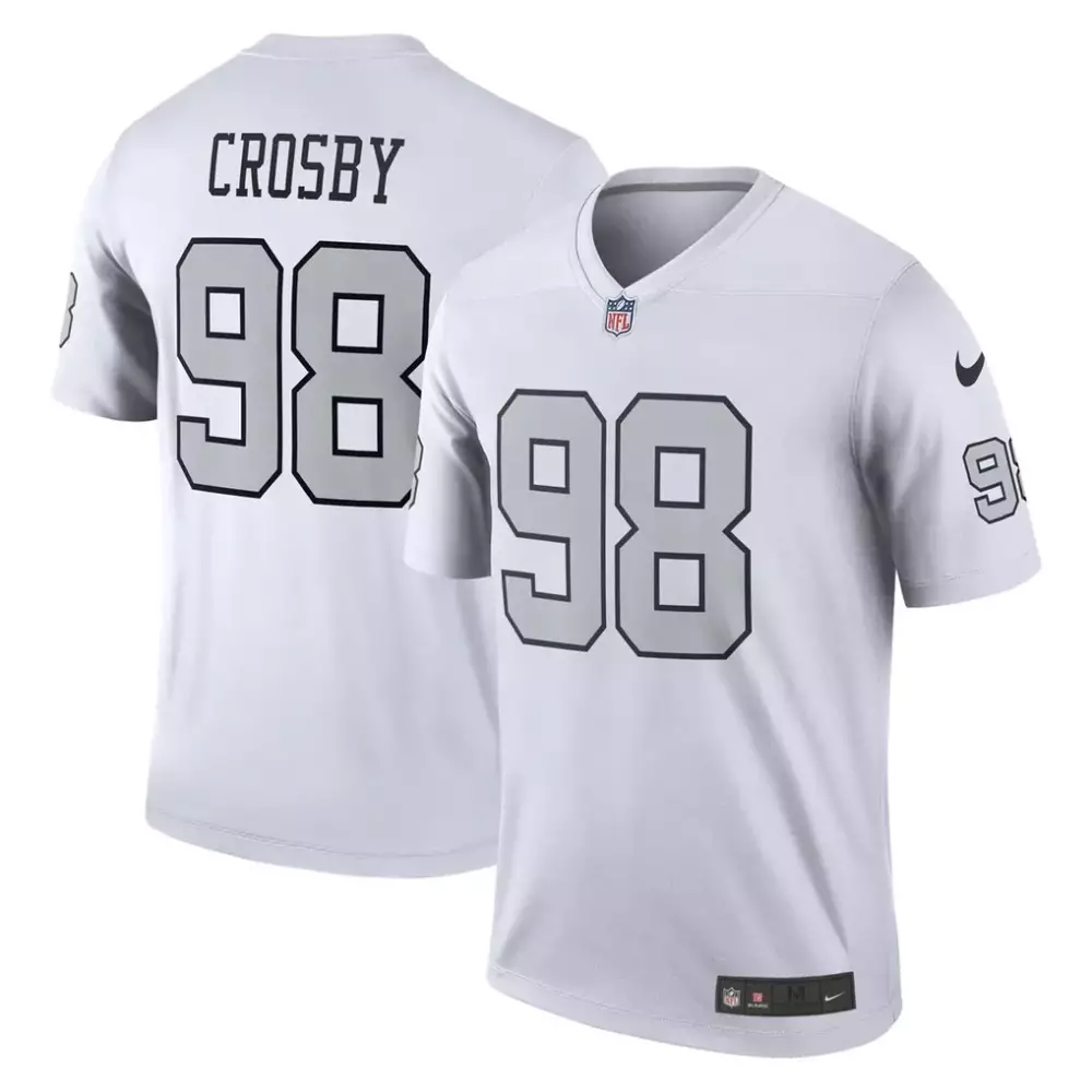 Maxx Crosby 98 Raiders Jersey White Men Official Black Silver