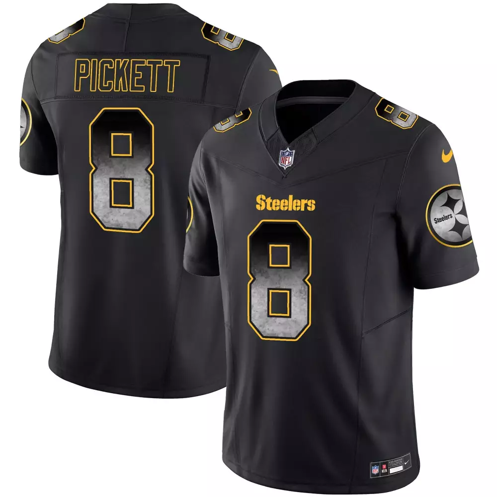 Kenny Pickett 8 Steelers Jersey Black Men Yellow Gray Vapor All Stitched