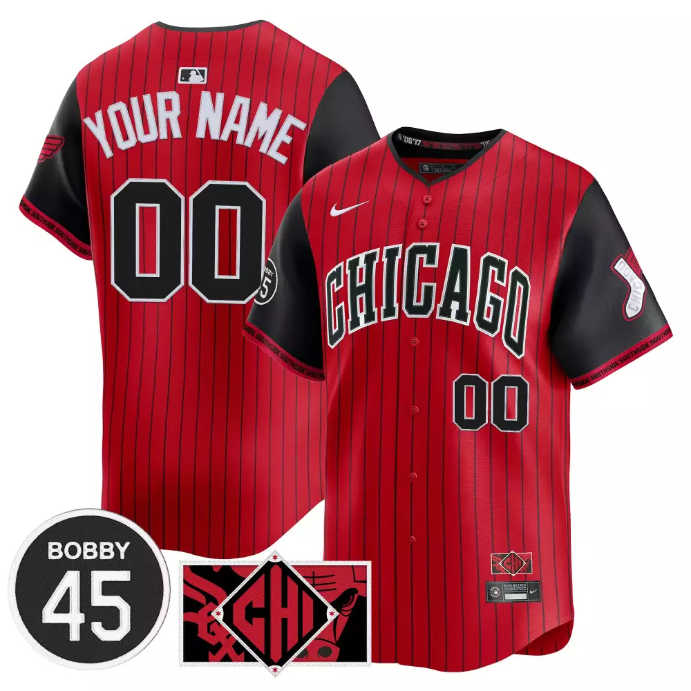 Custom Chicago Jersey Red City Connect Men Black