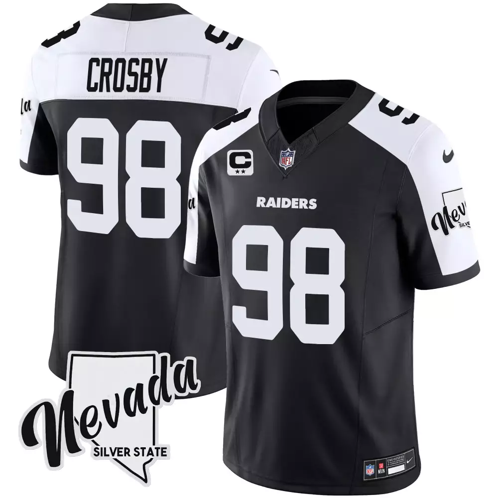 Maxx Crosby 98 Raiders Jersey Black Men Replica White Alternate Vapor All Stitched