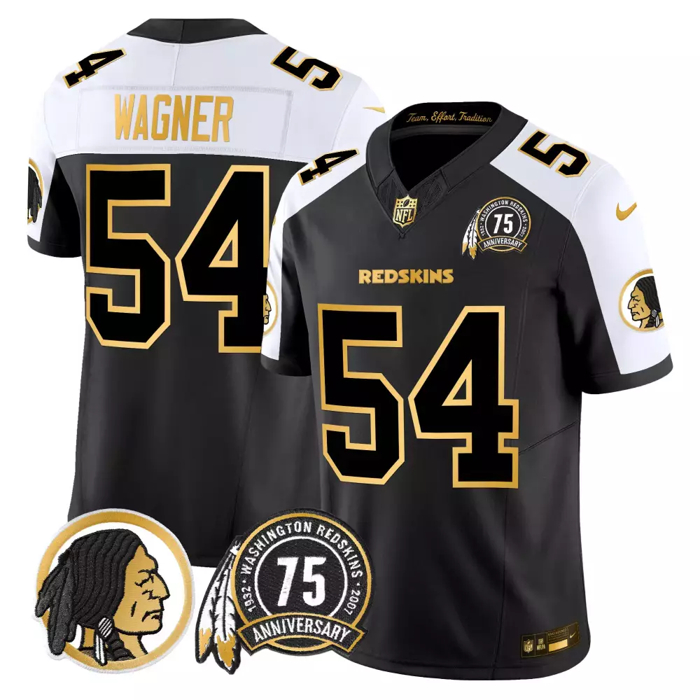 Bobby Wagner 54 Redskins Jersey Black Men White Gold Alternate Throwback Vapor Limited