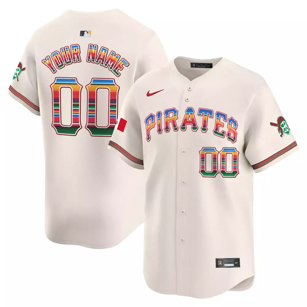 Custom Pirates Jersey Cream Cinco De Mayo Mexico Flag Skull Men Red Blue Yellow Green