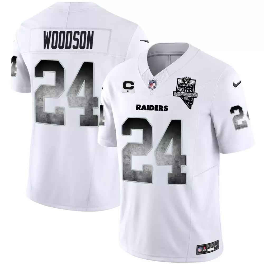 Charles Woodson 24 Raiders Jersey White Las Vegas 2020 Season Men Replica Black Gray