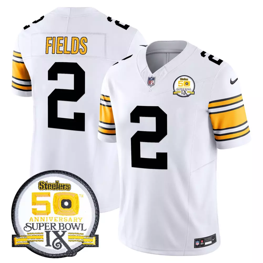 Justin Fields 2 Steelers Jersey White Super Bowl Ix Anniversary 2016 Men Standard
