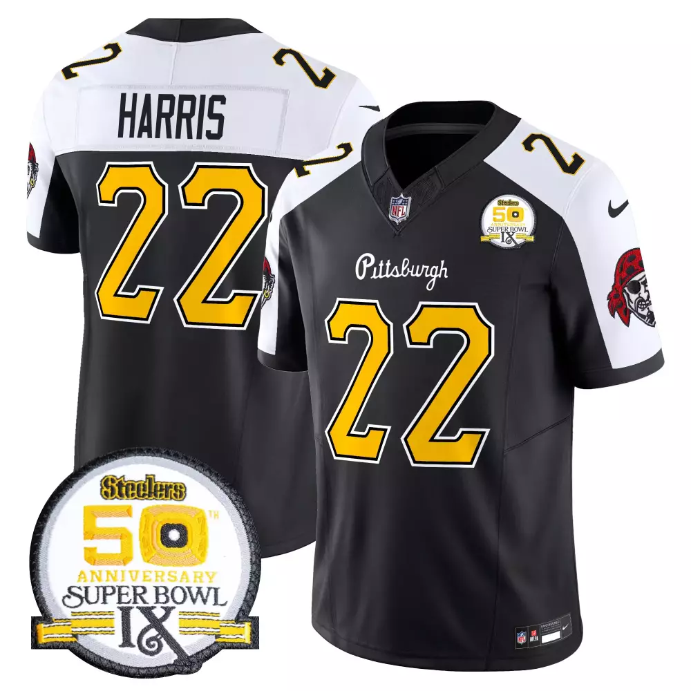 Najee Harris 22 Jersey Black Super Bowl Ix 50th Anniversary Pittsburgh Steelers Men