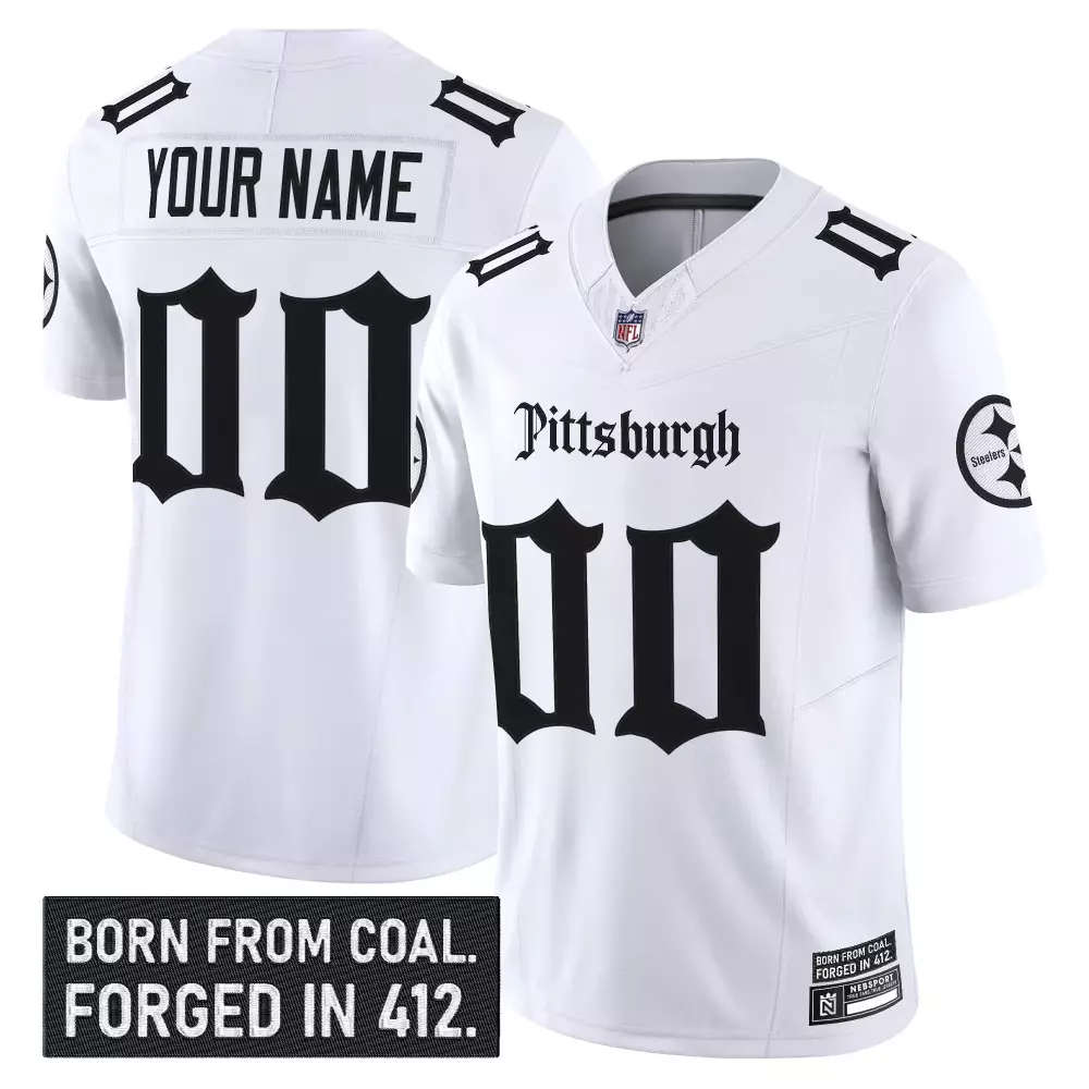 Custom Pittsburgh Steelers Jersey White Men Alternate Black Stitched Vapor Limited