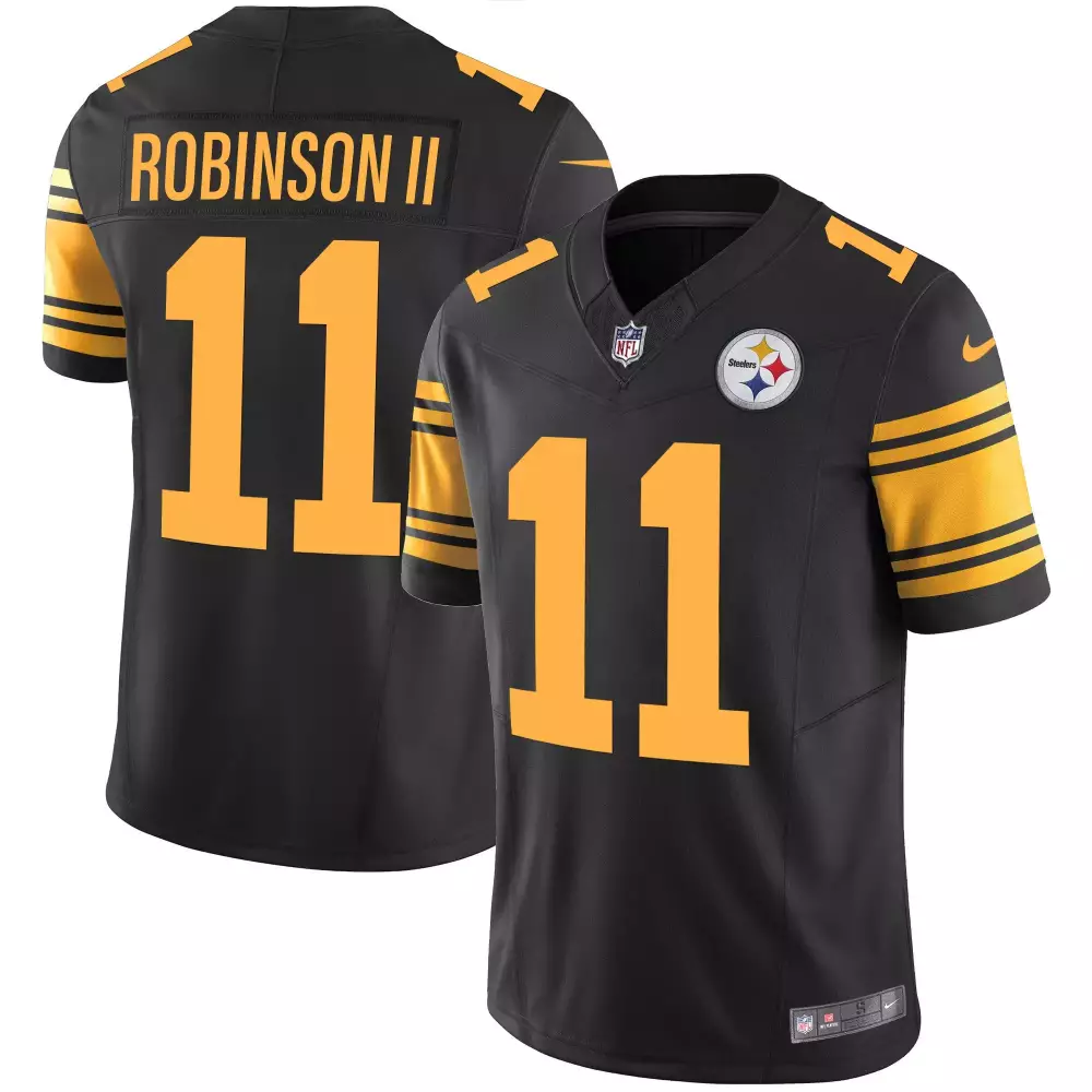 Harris Ii 11 Steelers Jersey Black Men Yellow All Stitched Vapor