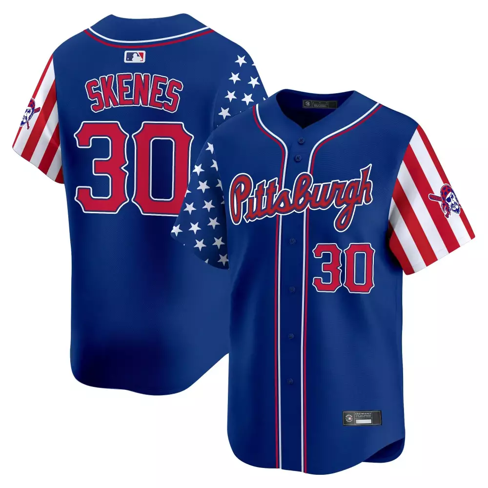 Skenes Independence 30 Pittsburgh Jersey Royal Blue Men Split Custom Design Red White