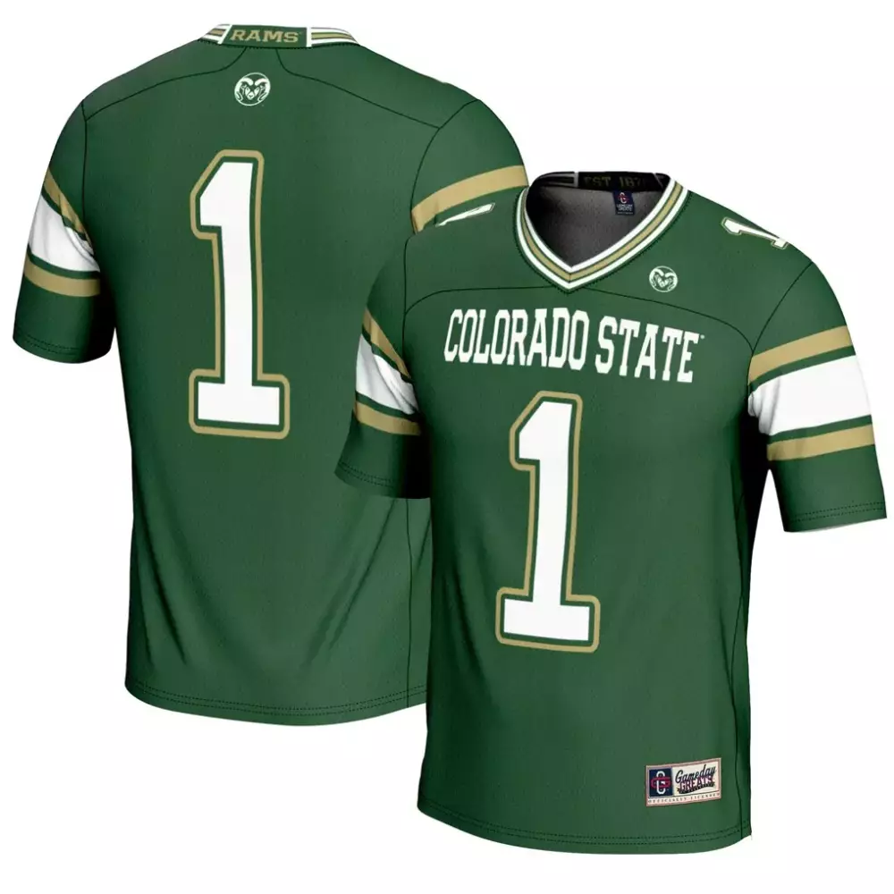 Custom Colorado State Rams 1 Jersey Green Gold White Gameday