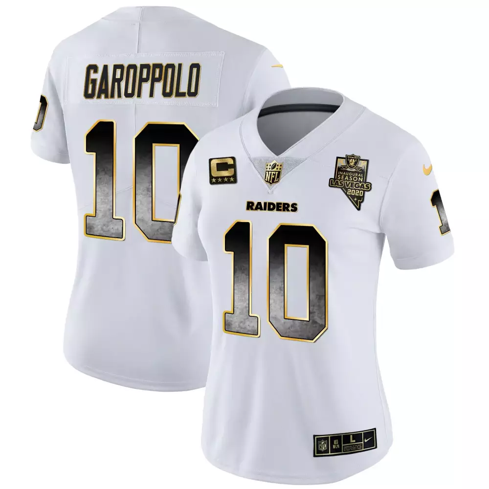 Jimmy Garoppolo 10 Raiders Jersey White Women Replica Alternate Black Gold Vapor