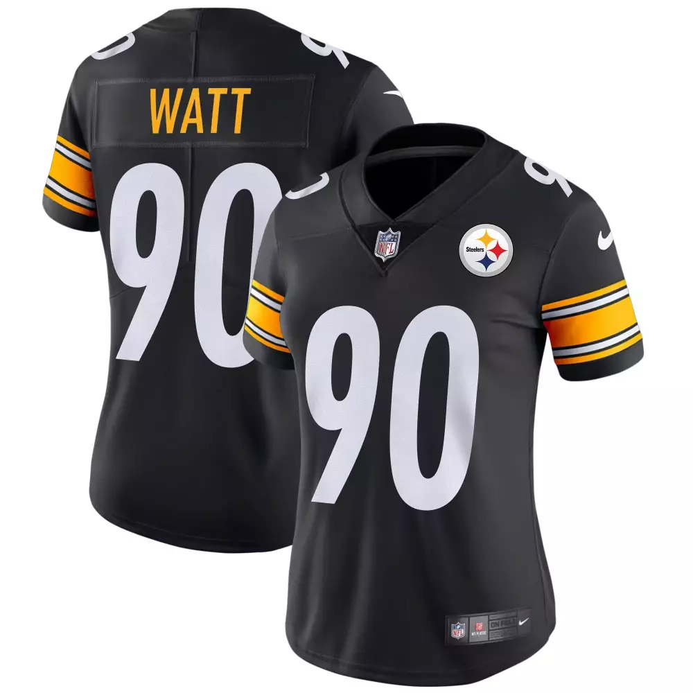 T.j. Watt 90 Steelers Jersey Black Men Game Yellow White Vapor All Stitched