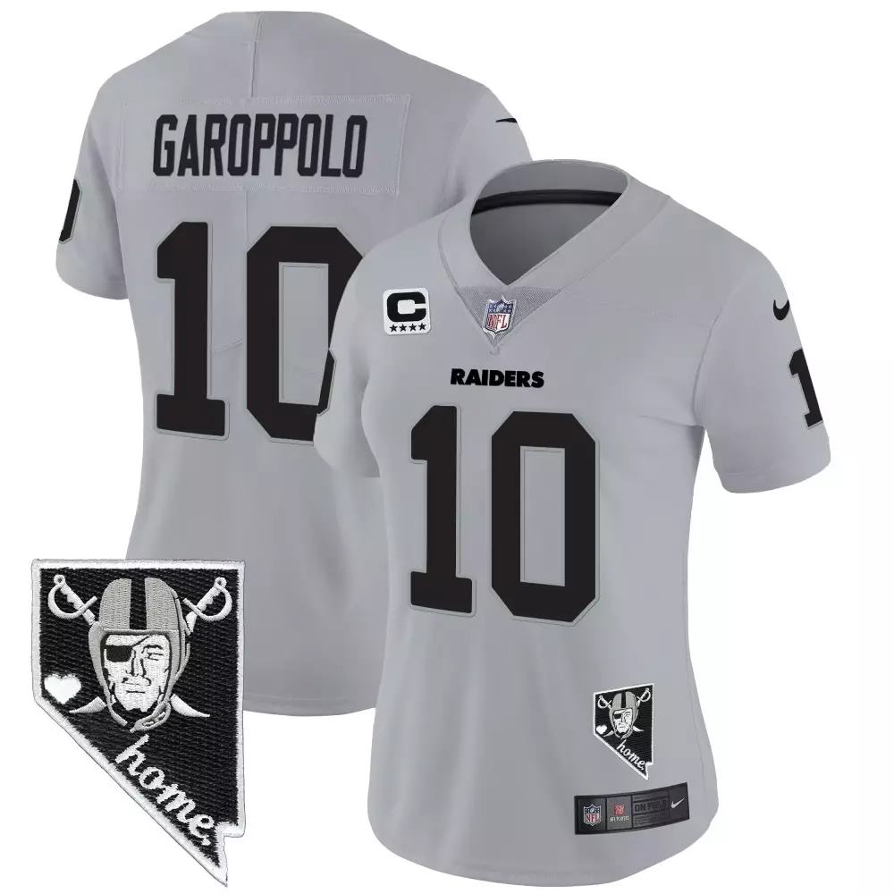 Jimmy Garoppolo 10 Raiders Jersey Silver Nevada Home Men Player Black Vapor All Stitched
