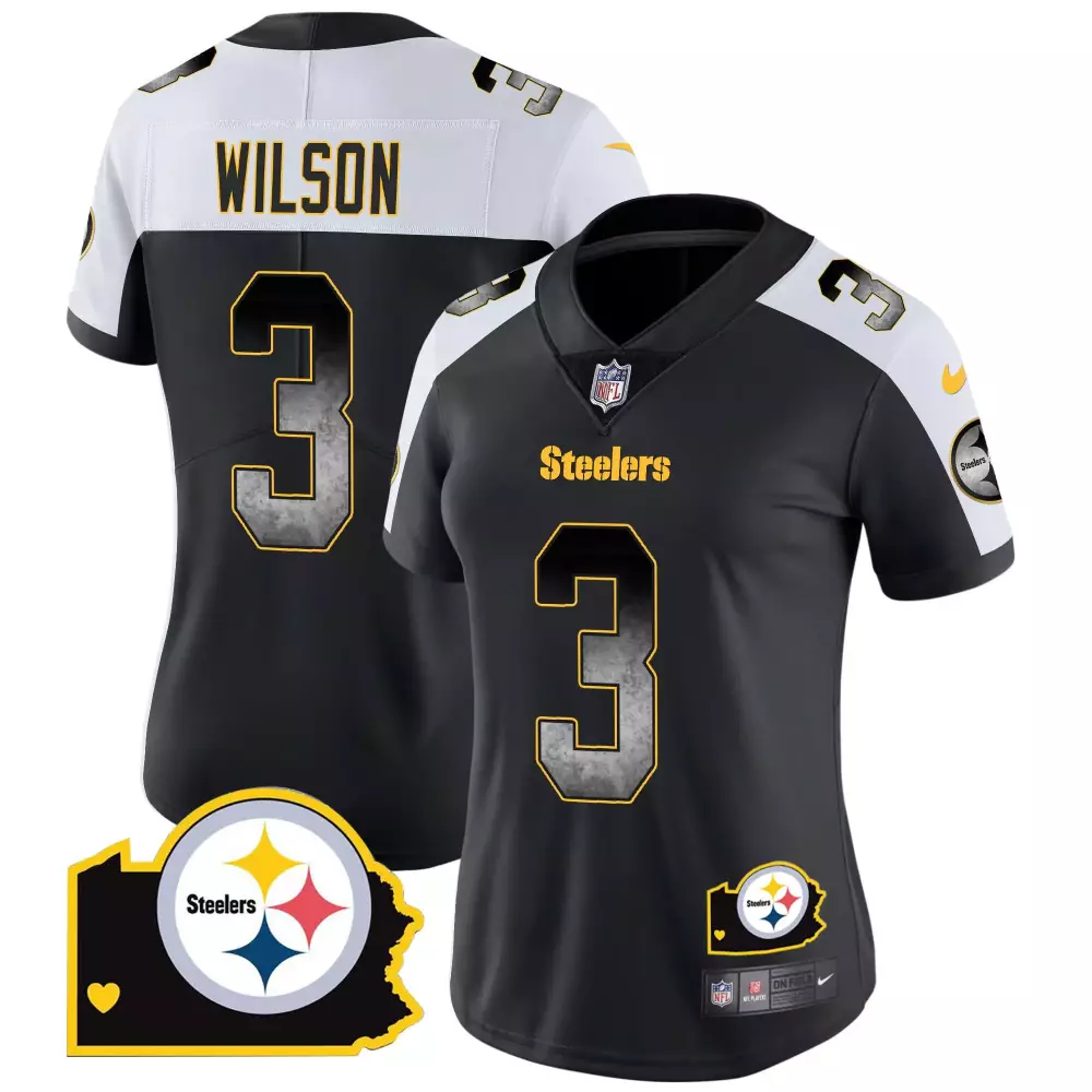 Russell Wilson 3 Steelers Jersey Black Women Alternate White Yellow Home Vapor All