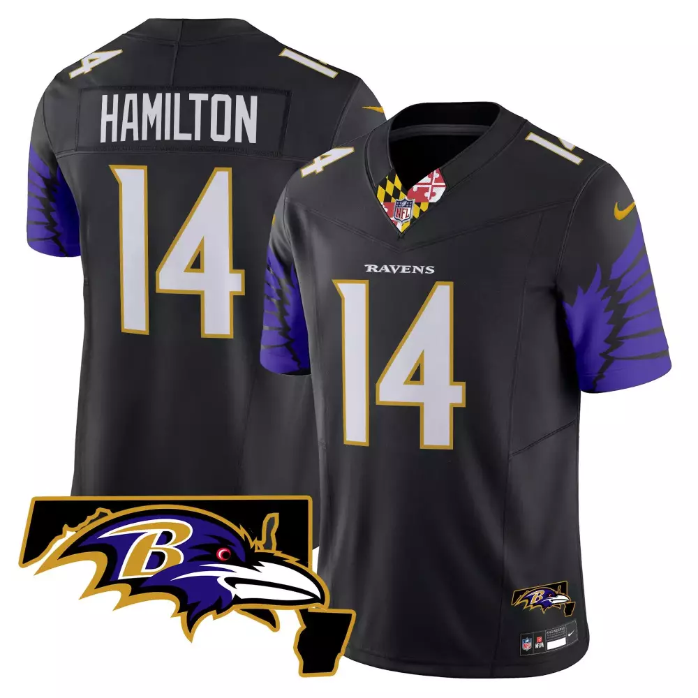 Kyle Hamilton 14 Ravens Jersey Black Standard Baltimore Men White Purple Gold Vapor