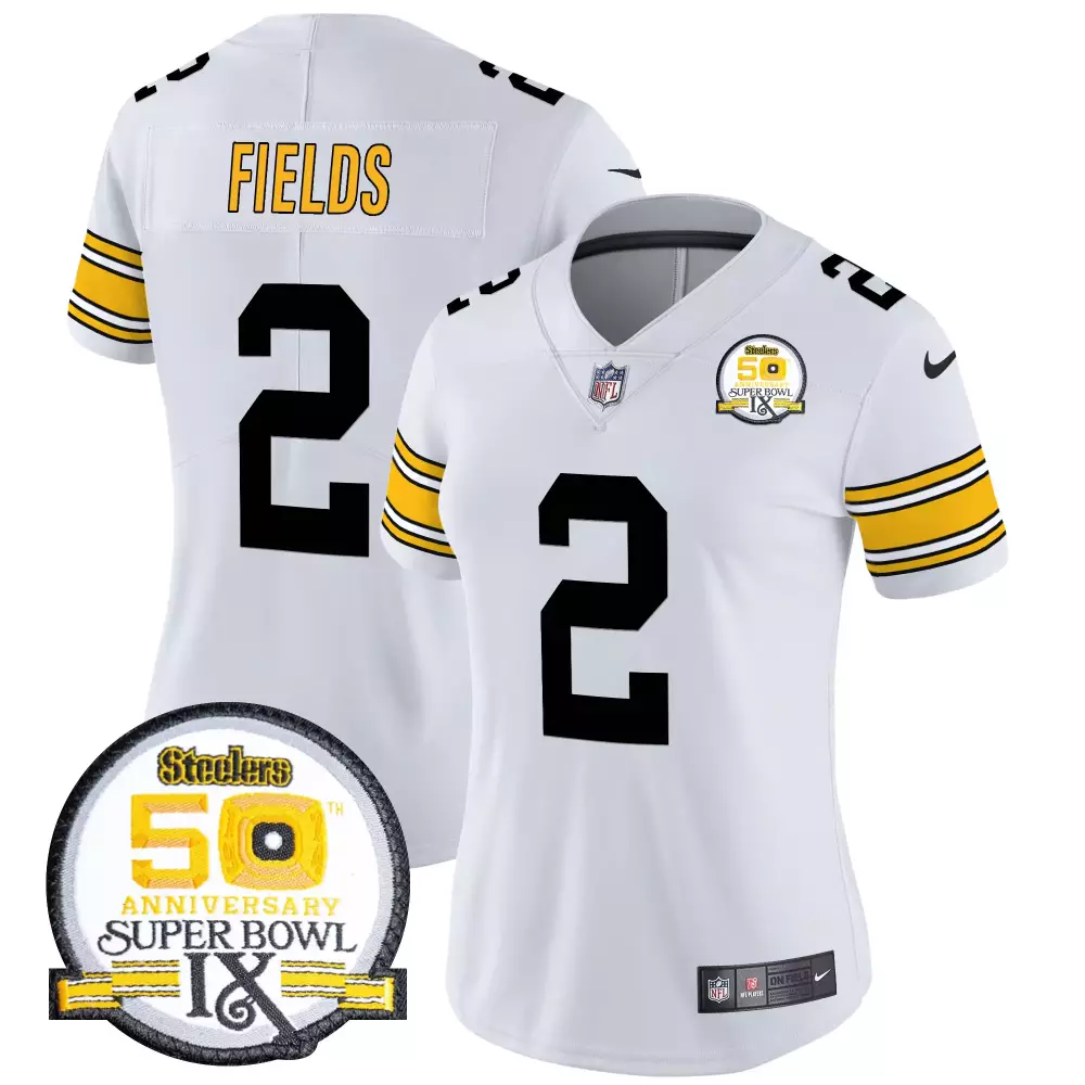 Justin Fields 2 Steelers Jersey White Men Alternate Black Yellow Throwback Vapor