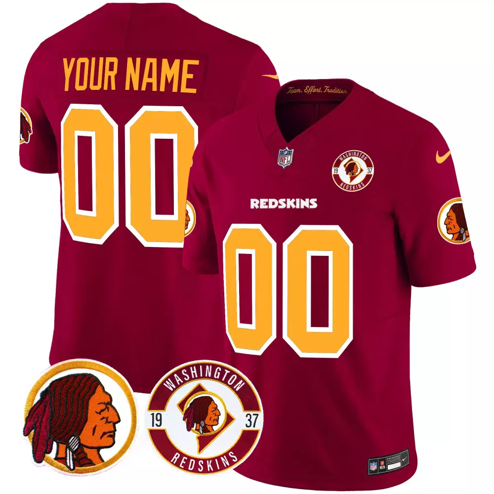 Custom Washington Commanders Jersey Maroon Redskins 1937 Men Gold Vapor Limited All