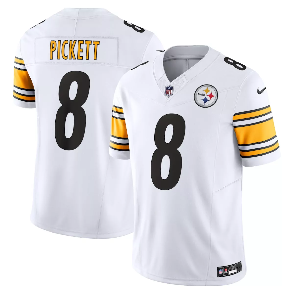 Kenny Pickett 8 Jersey White Pittsburgh Steelers Men Standard Black Yellow Vapor