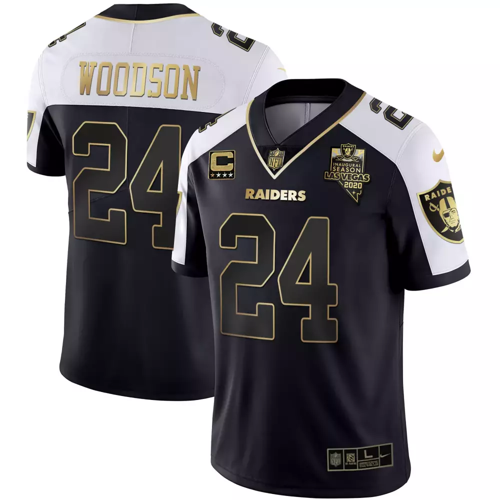 Charles Woodson 24 Raiders Jersey Black Inaugural Season Las Vegas 2020 Men White