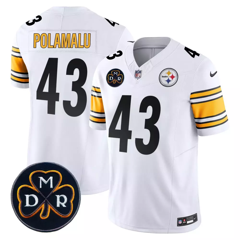 Troy Polamalu 43 Jersey White Pittsburgh Steelers Mdr Shamrock 2023 Men Alternate