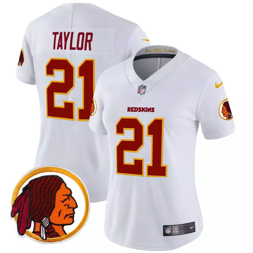 Sean Taylor 21 Redskins Jersey White Women Maroon Gold Throwback Vapor Limited v2