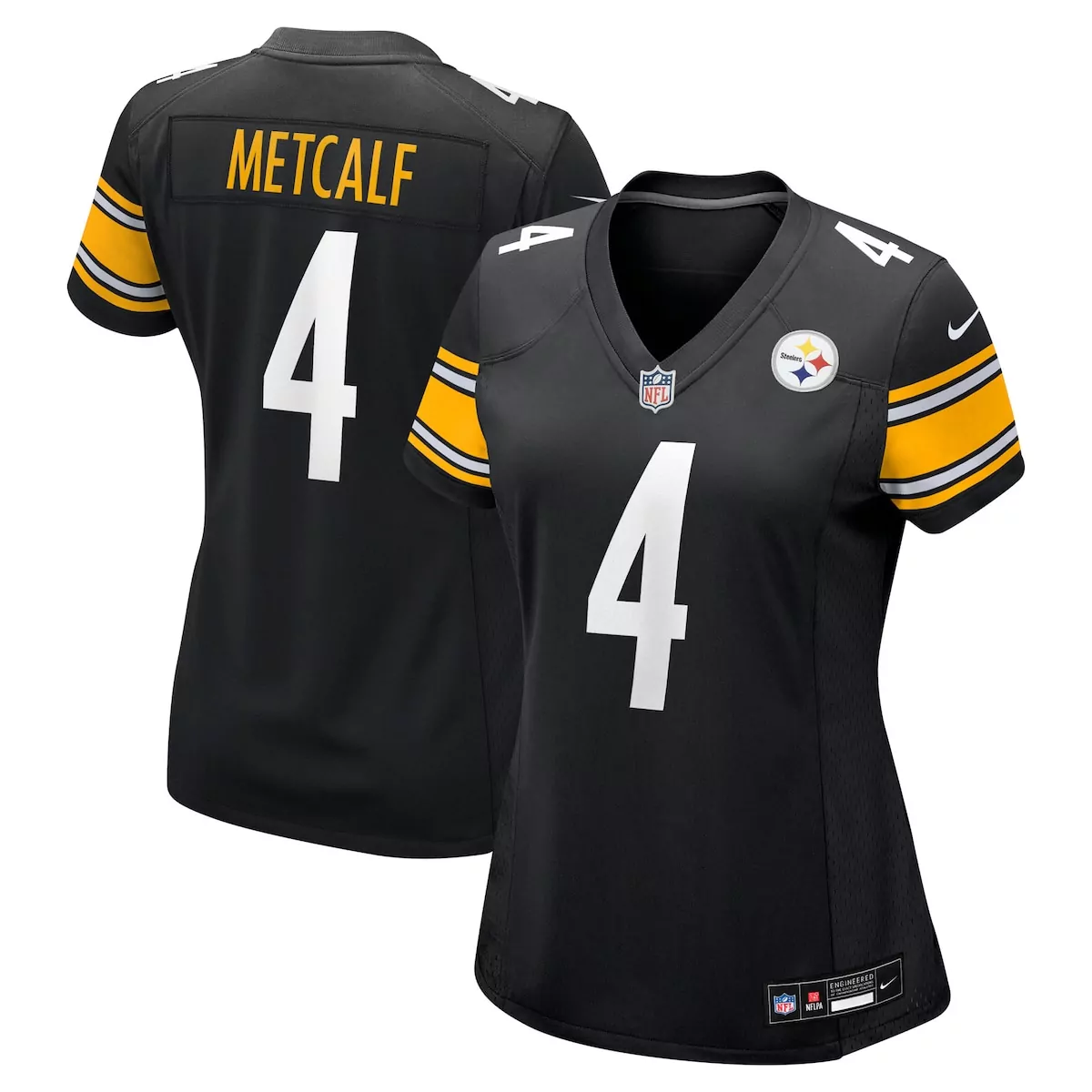 Dk Metcalf 4 Pittsburgh Steelers Jersey Black Women Player Yellow White Game