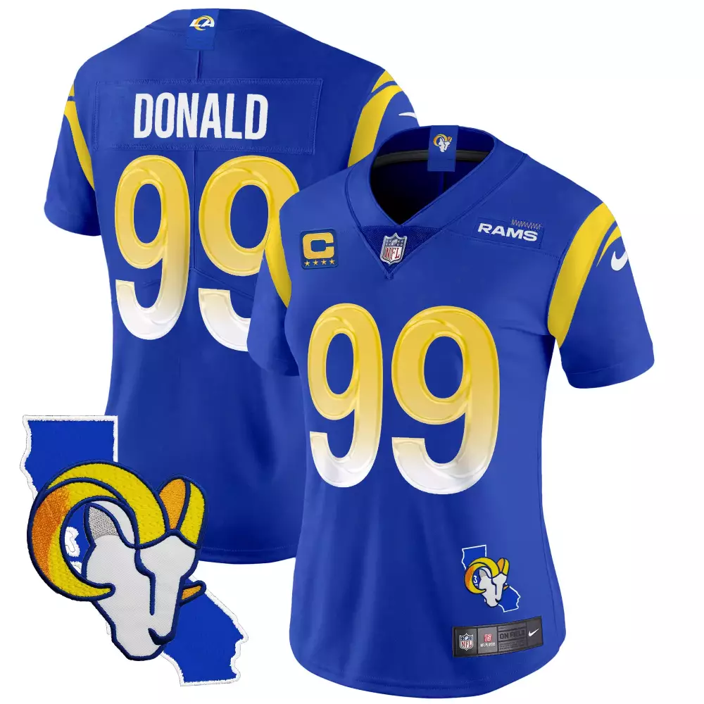 Aaron Donald 99 Rams Jersey Royal Blue California Ram Men Home Yellow White Vapor