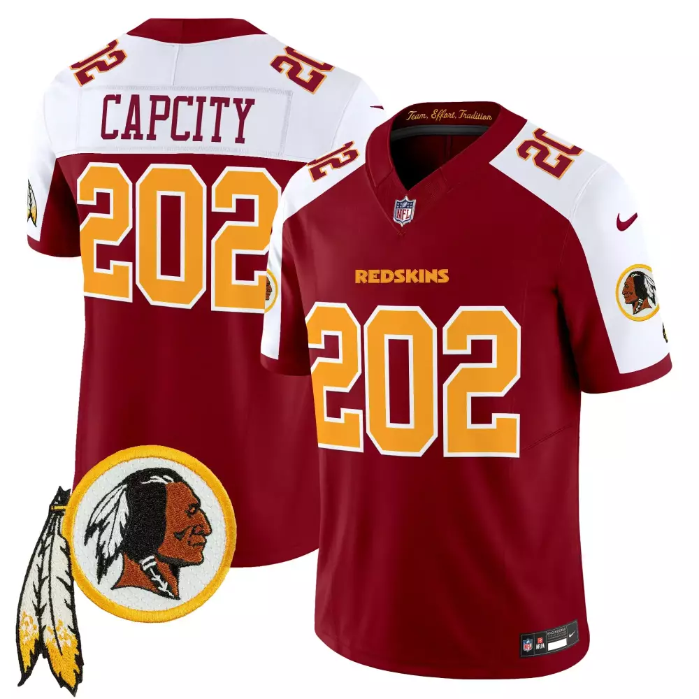 Capcity Redskins Jersey Maroon Washington Men NFL White Gold Stitched Vapor Limited