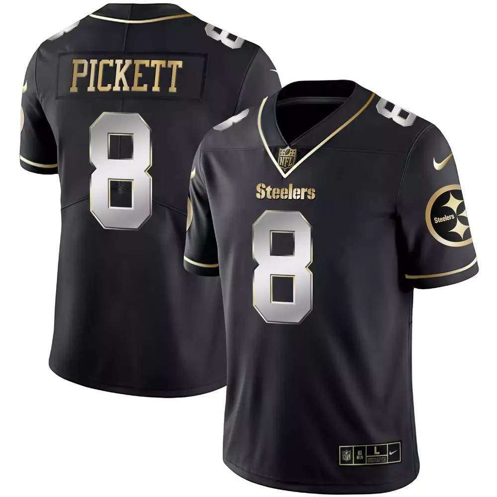 Kenny Pickett 8 Steelers Jersey Black Men Gold Silver Limited All Stitched