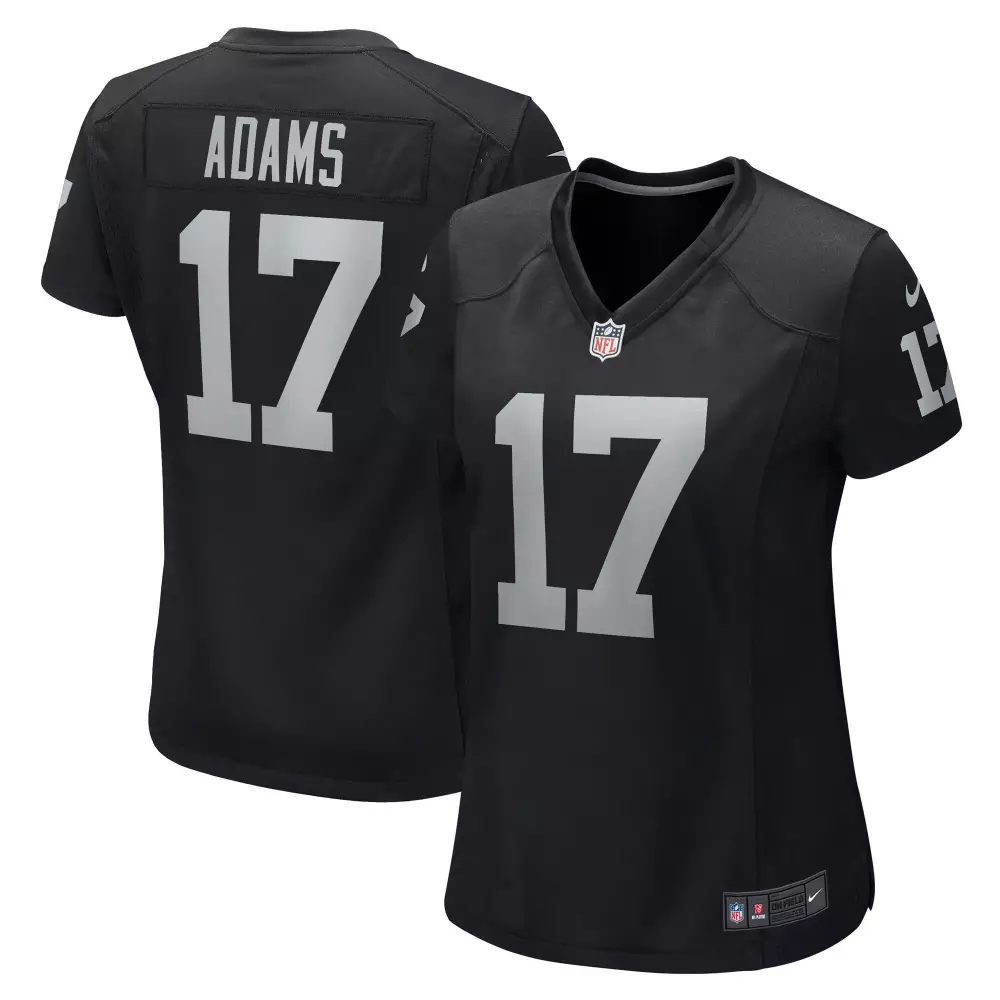 Davante Adams 17 Raiders Jersey Black Women NFL Silver Game All Stitched