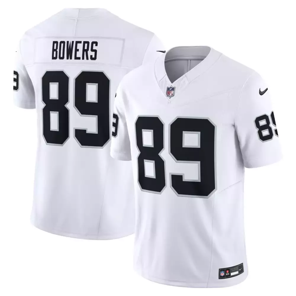 Brock Bowers 89 Las Vegas Raiders Jersey White Men Replica Alternate Black Vapor