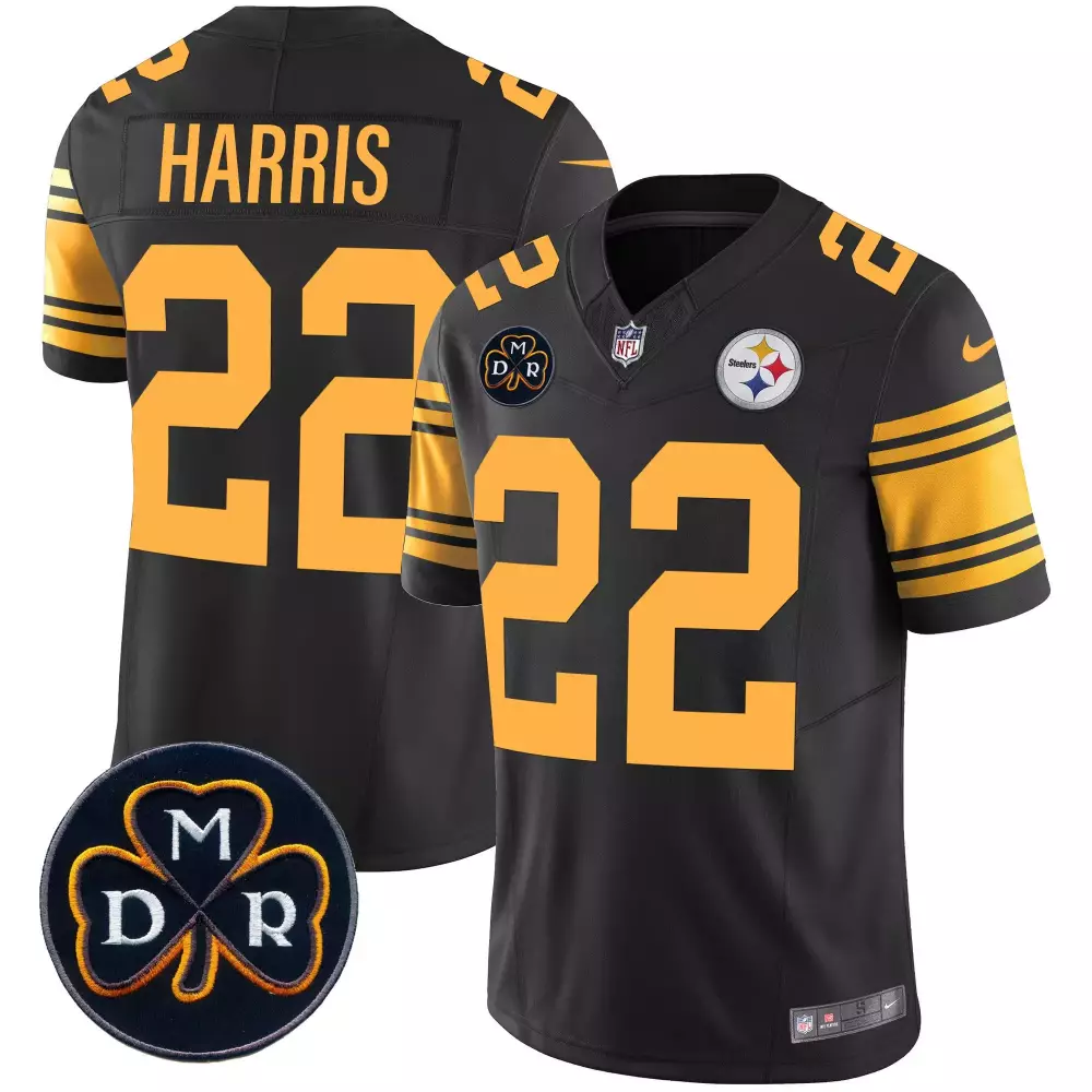 Najee Harris 22 Steelers Jersey Black Dmr Mdr Clover Men Yellow Rush Vapor Limited
