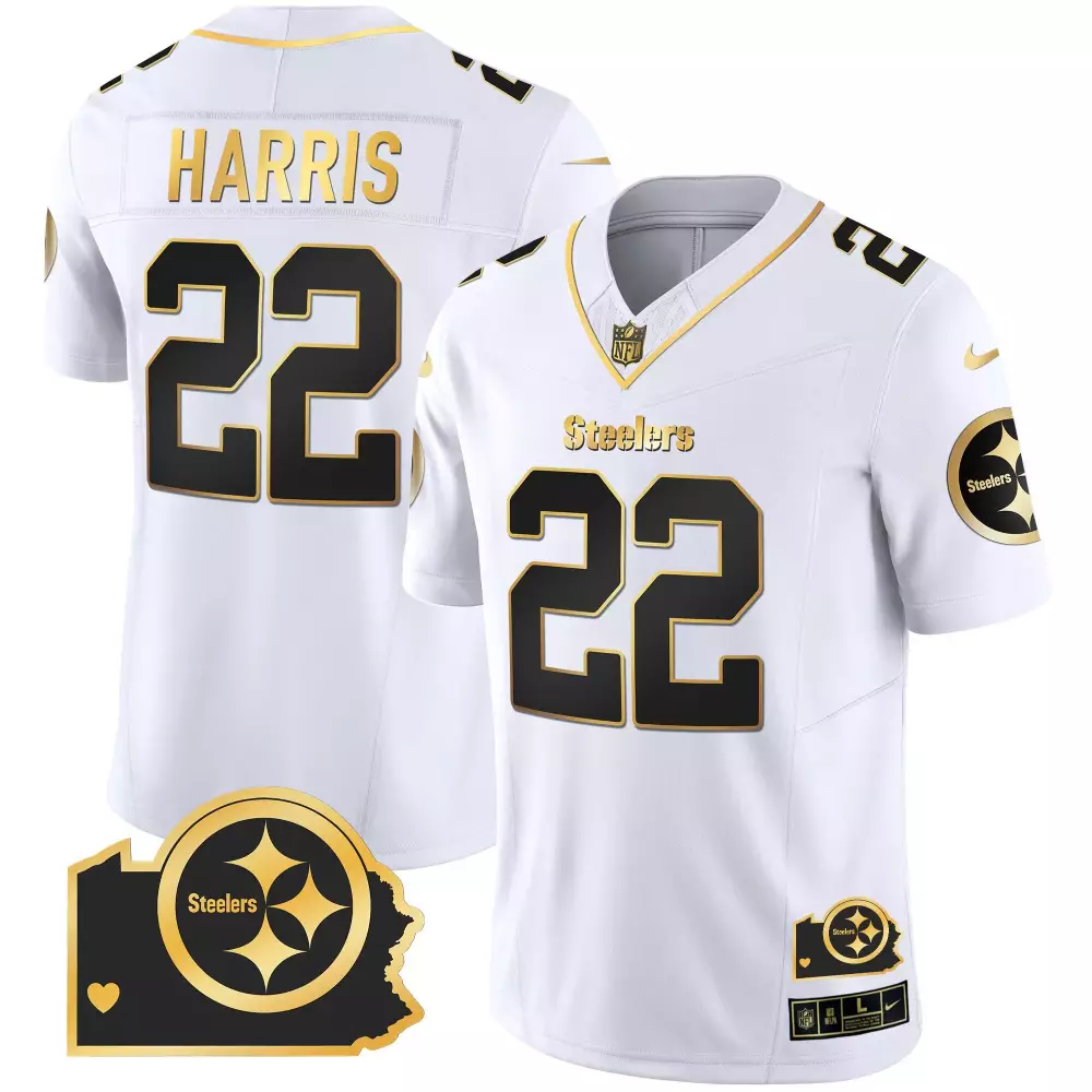 Najee Harris 22 Steelers Jersey White Men Alternate Black Gold Home Vapor All Stitched