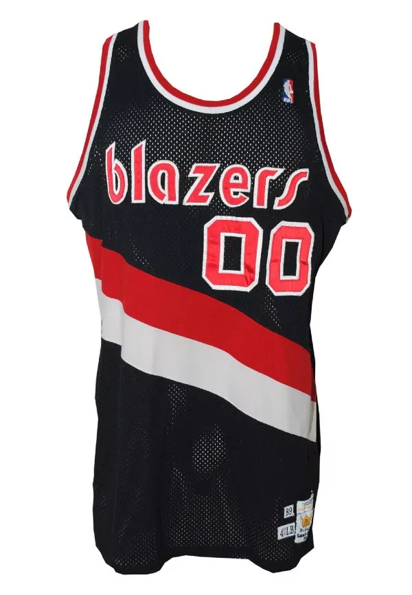 Portland Trail Blazers Jersey Black Men Swingman Split Design Red White All Stitched