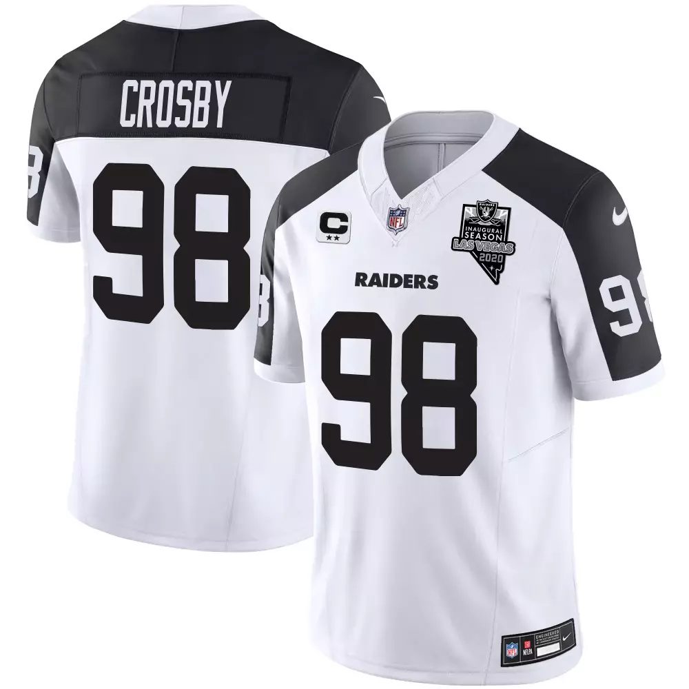 Maxx Crosby 98 Raiders Jersey White Men Authentic Alternate Black Vapor Limited All