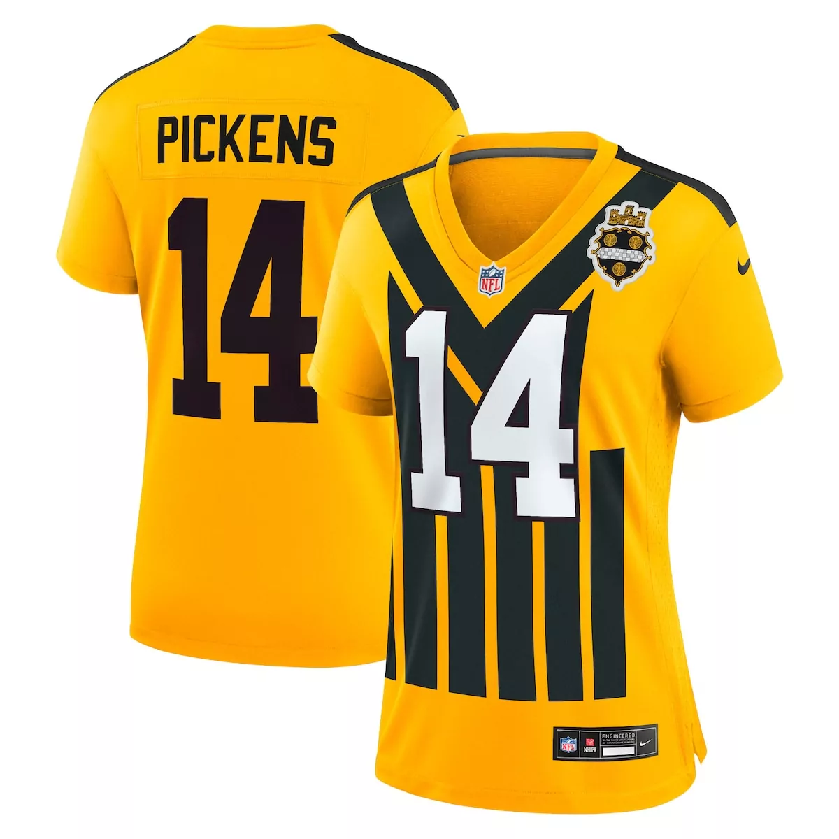 George Pickens 14 Jersey Gold NFL 100 Pittsburgh Steelers Men Alternate Split Design