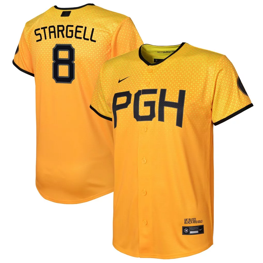 Willie Stargell 8 Jersey Yellow City Connect Pittsburgh Pirates Men Black Replica