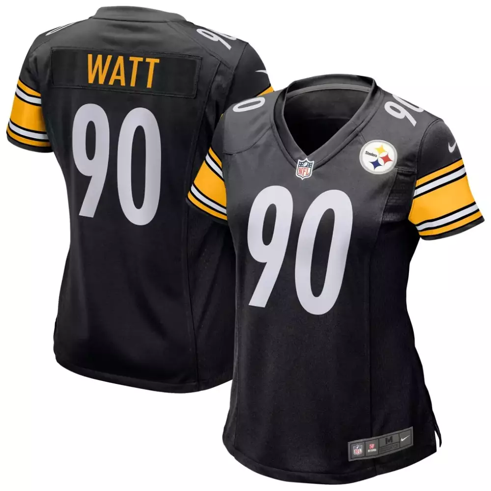 T.j. Watt 90 Pittsburgh Steelers Jersey Black Women Yellow White Game